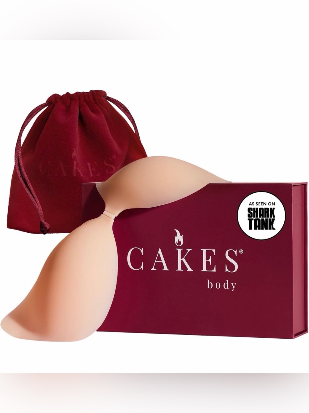 NWT Cakes Body Adhesive Silicone Strapless Nude Bra, Size Medium, Honey color